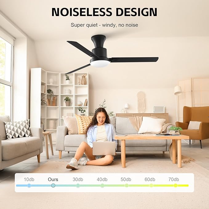 Obabala 60 Inch Ceiling Fan with Remote & APP, LED Light, 6-Speed Reversible DC Motor, Indoor & Outdoor Modern Ceiling Fan for Patio, Living Room, Bedroom