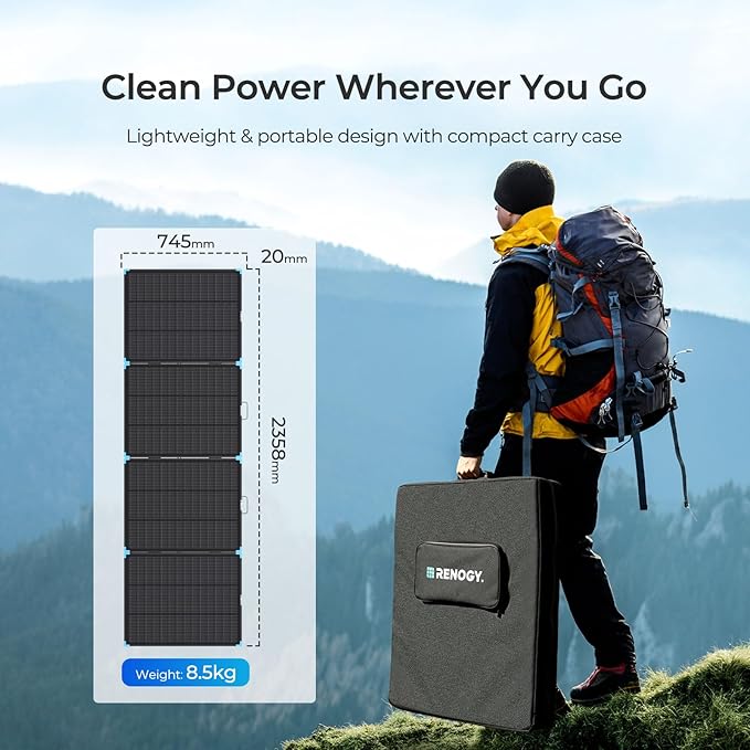 Renogy 300 Watt Solar Panel Suitcase, N-Type 12V Portable Foldable Solar Panels, 25% High Efficiency with 17% Lighter, Fast Setup with Kickstands, IP67 Waterproof for RV, Camping, Off-Grid, Blackouts