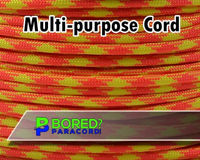 BORED? PARACORD! 550 lb Paracord - Ideal for Crafting, Camping, DIY Projects, Active & Military Outdoors - Strong Survival Rope - Tactical Parachute Cord Type III - Search and Rescue 100 Feet