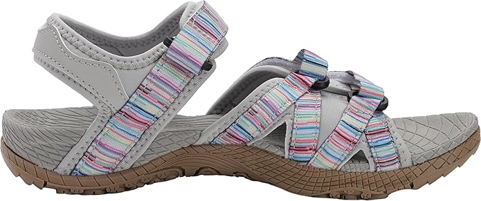 WHITIN Women’s Hiking Sandals with Arch Support | Adjustable Hook and Loop Straps | Durable Sport Sandals for Outdoor Adventure