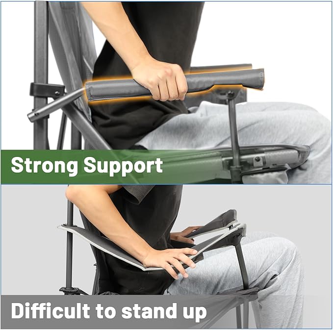 TIMBER RIDGE Oversized Folding Camping Chair High Back Heavy Duty for Adults Support up to 500lbs with Cup Holder, Side Pocket Cooler Bag