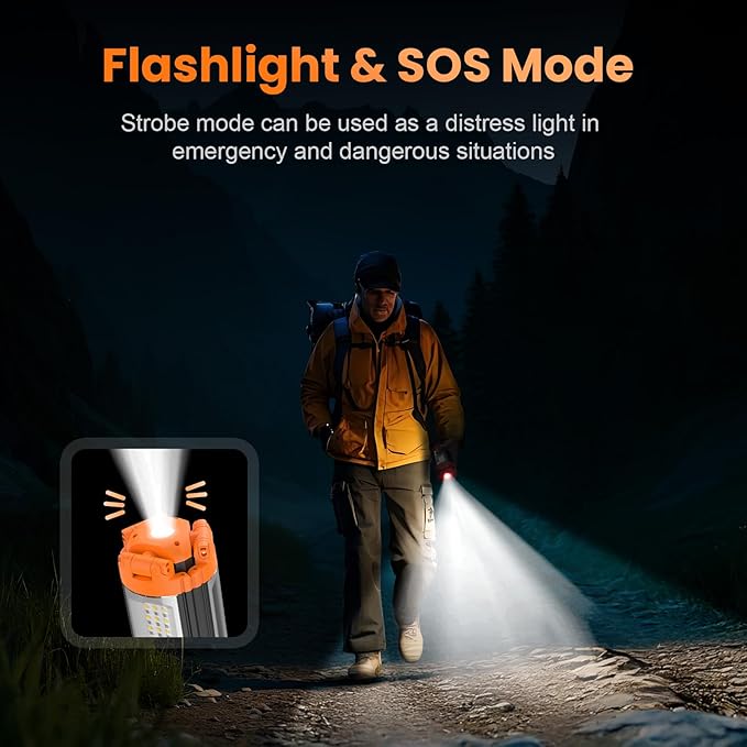 CAVN Rechargeable 10000mAh Camping Lights with Stand 6.5 ft Max Height, Portable Cordless LED Work Light 2200 Lumens 6500/4500/3500K Dimmable Camping Essentials Gear with Detachable Tripod, Orange