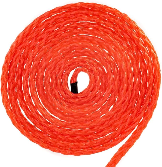 Hollow Braid Polypropylene Rope (1/4 Inch, 100 Feet, Orange) - Barrier Rope - Trail Marking, Crowd Control, Golf Courses