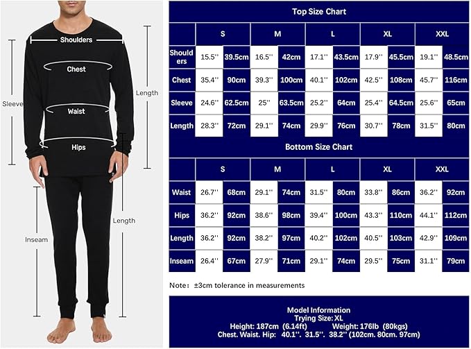 MERINNOVATION Merino Wool Base Layer Set for Men 100% Merino Wool Thermal Underwear Long Sleeve