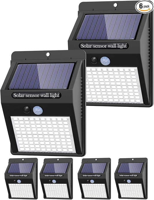 6 Pack Solar Lights Outdoor, 3 Modes/100LED Solar Security Lights Wireless IP65 Waterproof Solar Motion Lights Outdoor Solar Wall Lights Outdoor Lights for Front Door, Backyard, Garage, Deck…