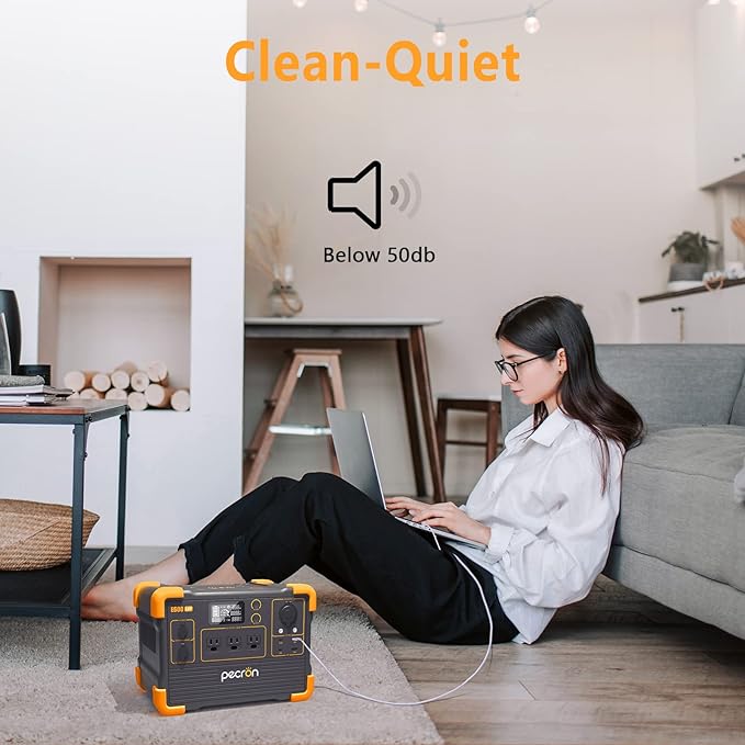 pecron Portable Power Station E600LFP with 2x200W Solar Panels, 614Wh Solar Generator with 3X1200W AC Outlets, LiFePO4 Battery Backup for Outdoor, Camping, Emergency