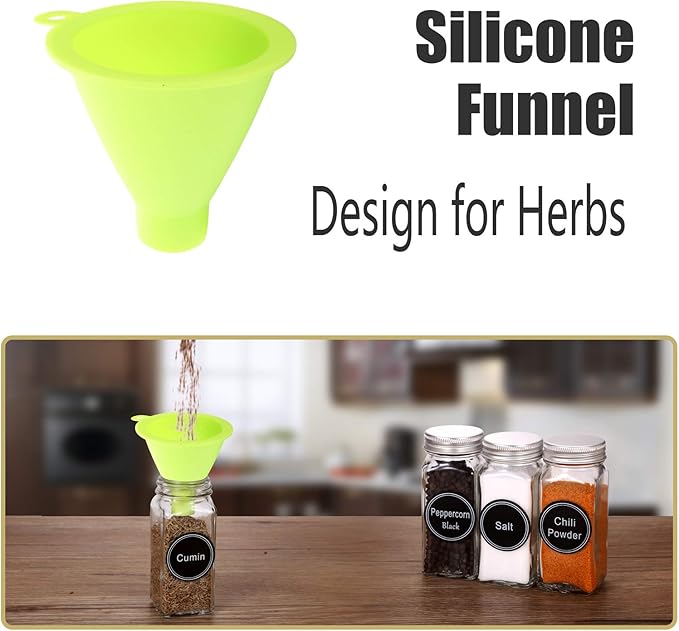 SWOMMOLY Spice Rack Organizer with 32 Glass Spice Jars, 396 Spice Labels, Chalk Marker and Funnel Complete Set, for Cabinet, Countertop, Cupboard or Wall Mount, Black