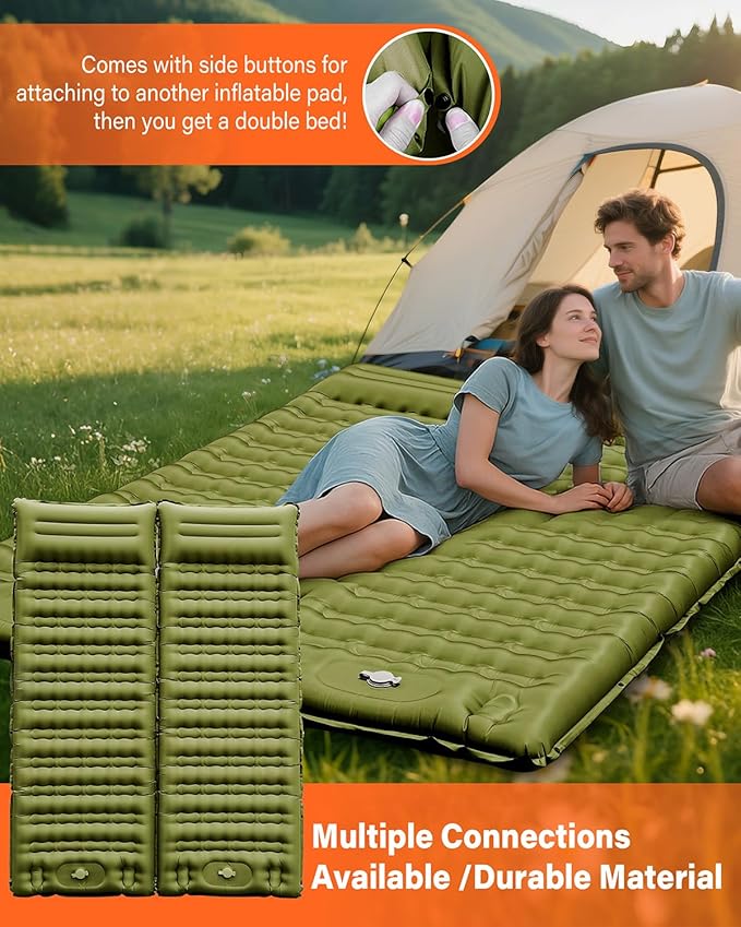 A2C Camping Sleeping Pad, Ultralight Inflatable Sleeping Pads with Built-in Foot Pump & Pillow, Compact Camping Mattress for Backpacking, Hiking, and Traveling