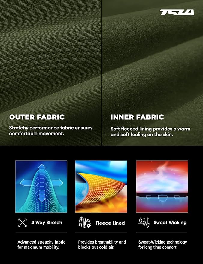 TSLA Men's Thermal Underwear Set, Microfiber Soft Fleece Lined Long Johns, Winter Warm Base Layer Top & Bottom