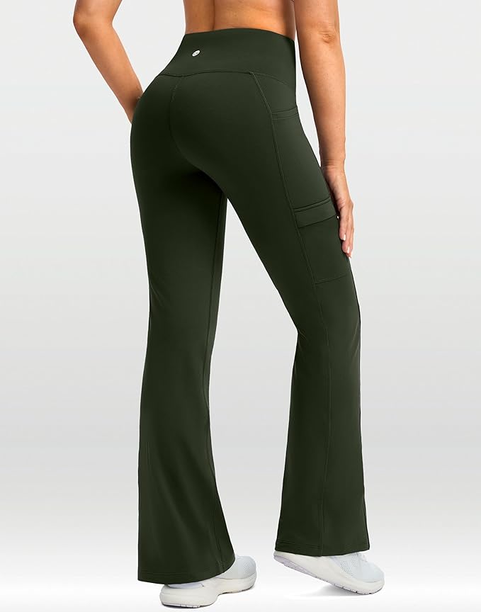 G Gradual Women's Fleece Lined Pants Water Resistant Winter Thermal Flare Leggings Hiking Snow Pants for Women 4 Pockets