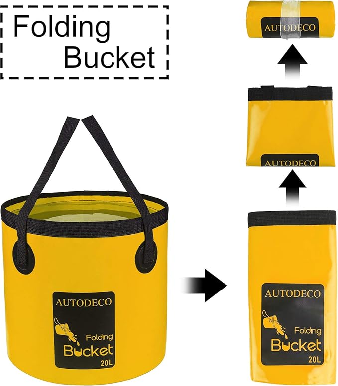 AUTODECO Collapsible Bucket 5 Gallon Container Folding Water Bucket Portable Wash Basin 20L