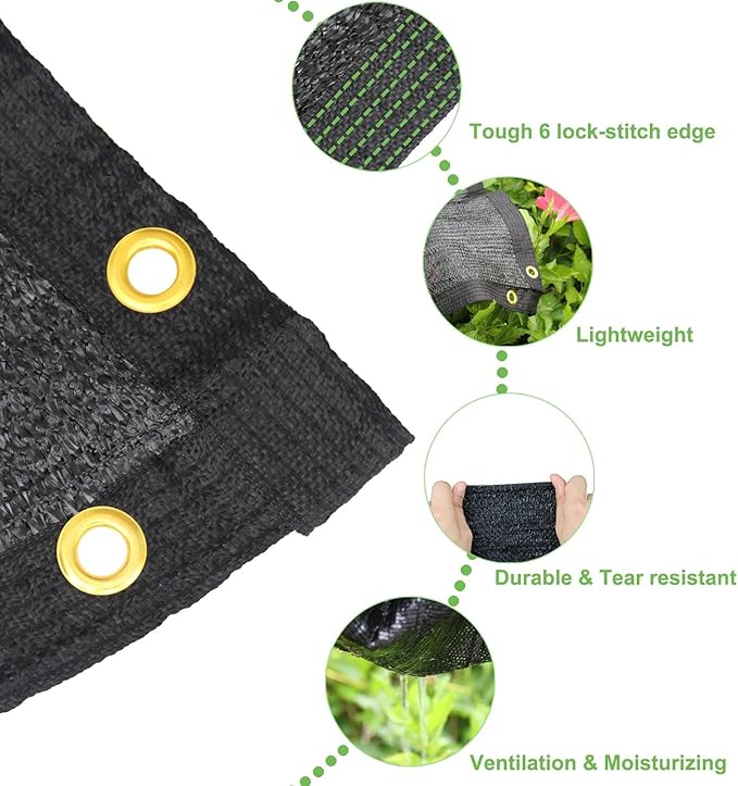 Shade Cloth for Garden, 40% 6.5 x 10 FT Greenhouse Shade Cloth Black Mesh Tarp with Reinforced Grommets, Resistant Sun Shade Net for Plants Cover, Vegetables, Patio, Chicken Coop Sunshade