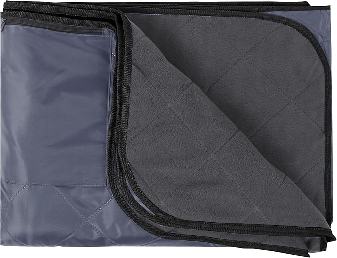 REDCAMP Large Waterproof Stadium Blanket for Cold Weather, Soft Warm Fleece Camping Blanket Windproof for Outdoor Sports, Grey