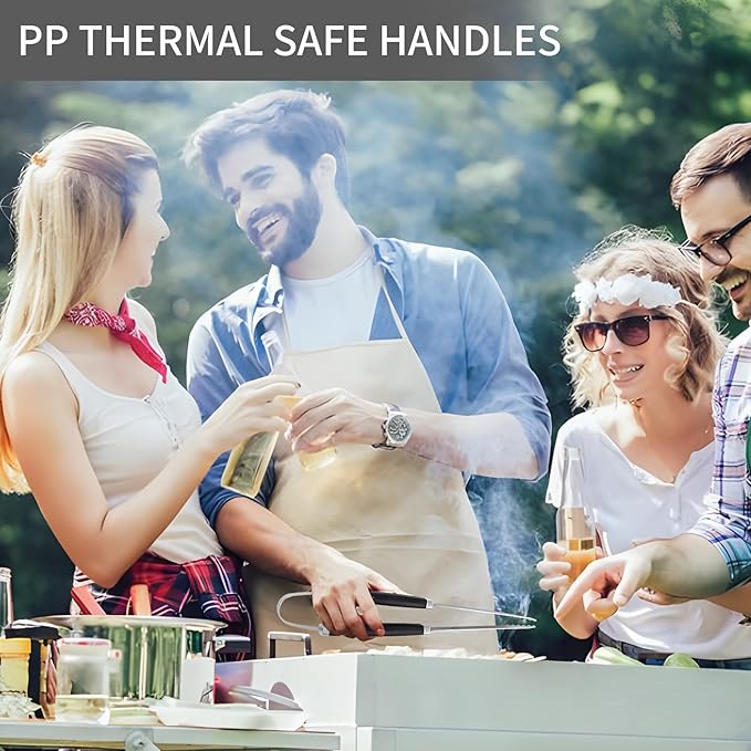 Supernal Pro Grill Master Kit -6pc Heavy Duty Stainless Steel BBQ Tools Set with Anti-Slip Handles|Commercial-Grade Spatula,Grill Brush,Basting Brush,Chef's Knife & More|Gift for Dad's Outdoor Cooking