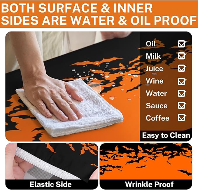 Picnic Table Cover with Bench Covers Elastic Edges, Horror Halloween Fitted Table Cover, Outdoor Camping Essentials 72 Inch 3PCS, Waterproof Camping Fitted Tablecloth with Drawstring Bag