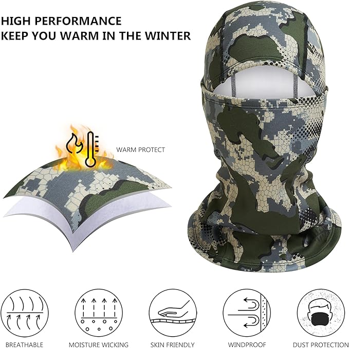 BASSDASH Winter Balaclava Fleece Ski Mask Ninja Hood Neck Warmer Fishing Hunting