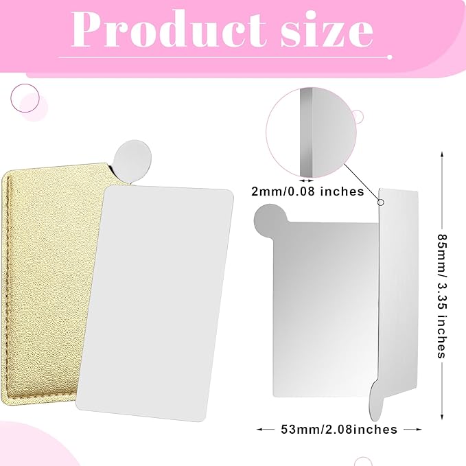 Jetec 10 Pieces Pocket Compact Mirrors Mini Mirror for Purse Wallet Small Handheld Stainless Steel Unbreakable with PU Leather Case for Men Women Travel Camp Signal Makeup(Gold)