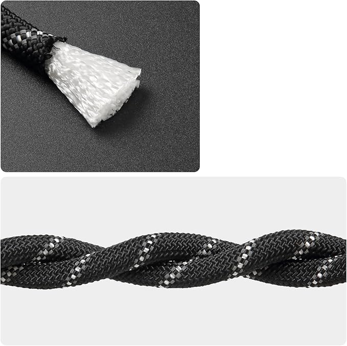 1/2 in x 16 ft Boat Marine Rope for Canyoneering, Floating, Fishing, Rafting, Camping, Hiking, Hunting, Anchor, Arborist Tree, Rafting, Rescue, Knotting Practice Nylon/Polyester Black