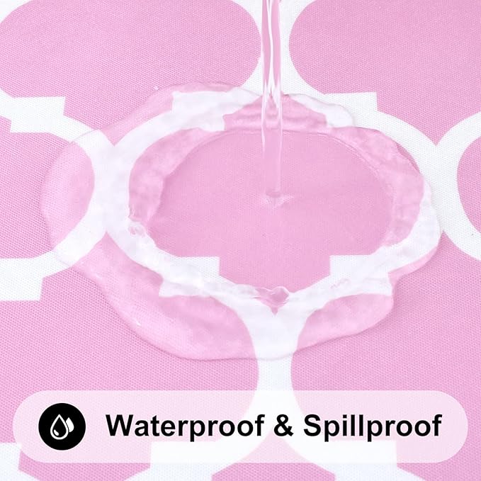 Smiry Rectangle Picnic Table Cover, Waterproof Elastic Fitted Camping Tablecloths for 4 Foot Tables, Wipeable Flannel Backed Vinyl Tablecloth Protector for Indoor, Outdoor (Pink, 30x48 Inches)