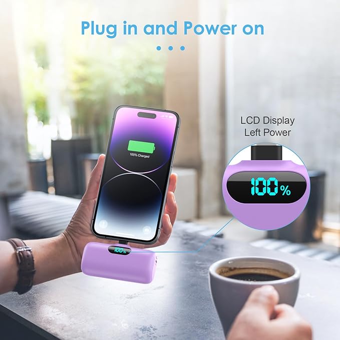 Small Portable Charger for iPhone,Upgraded 5000mAh PD Fast Charging Power Bank,Mini Battery Pack Backup Charger Compatible with iPhone 14/14 Pro Max/13/13 Pro/12 Pro/11/XS/XR/X/8/7/6-Purple