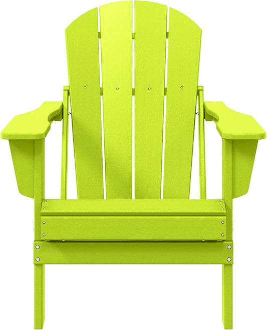 WestinTrends Malibu HDPE Outdoor Patio Folding Poly Adirondack Chair, Lime