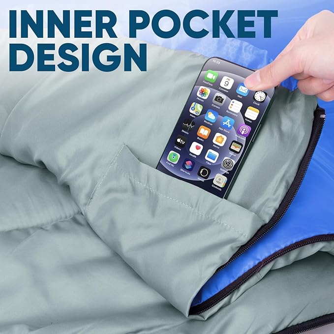 PTEROMY Sleeping Bags for Adults, Lightweight Water Resistant Backpacking Camping Sleeping Bag for Warm Cold Weather, Camping Essentials for Hiking Outdoor Travel