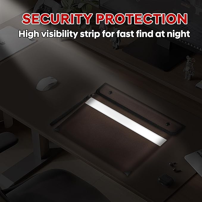 Fireproof Document Bag,5200℉ Insulated Fire Proof Money Bag for Cash,Waterproof Document Pouch with Water Resistant Zipper,8 Layers of Heat Insulated Materials,13.9x10.6 Inch(Brown)