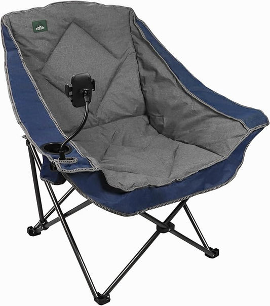 Northroad Oversized Foldable Camping Chair, Outdoor Padded Lawn Chair w/Cup Holder,Carry Bag for Beach, Hiking, and Picnics,Heavy-Duty 300-lbs Capacity, Purple