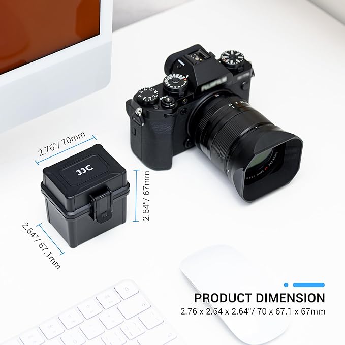 JJC Portable Camera Battery Memory Card Case,Battery Holder Organizer Box for 2x Canon LP-E17 LP-E12 LP-E10 Fuji NP-W126 NP-W235 Nikon EN-EL14A EN-EL25 Sony NP-FZ100 NP-FW50 DMW-BLG10 Battery and More