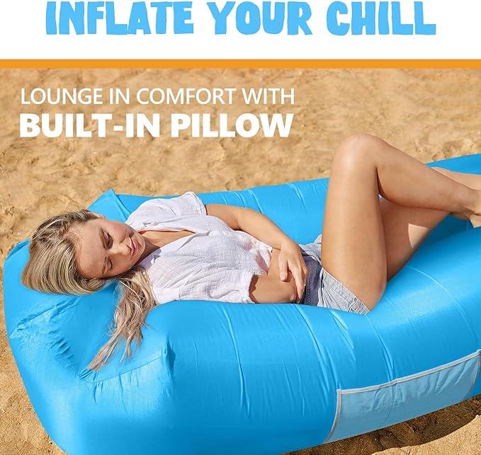 AlphaBeing Inflatable Lounger Beach Chair Accessories, Air Sofa Hammock Inflatable Couch for Camping Backyard Lakeside with Compression Sacks, Ideal Outdoor Gifts for Adults