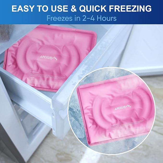 APEXUP Gel Ice Packs for Injuries Reusable, Flexible Double Sided Cold Packs for Injuries, Ice Pack for Knee, Shoulder, Back, Hip, Leg, Arm (Pink, L, 2PK)