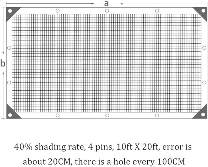 winemana 40% Black Shade Cloth, 10 x 20 FT Durable Mesh Tarp with Grommets, Resistant Garden Sun Shade Netting, Shading Antifreezing for Pergola, Greenhouse, Plants Growing, Chicken Coop