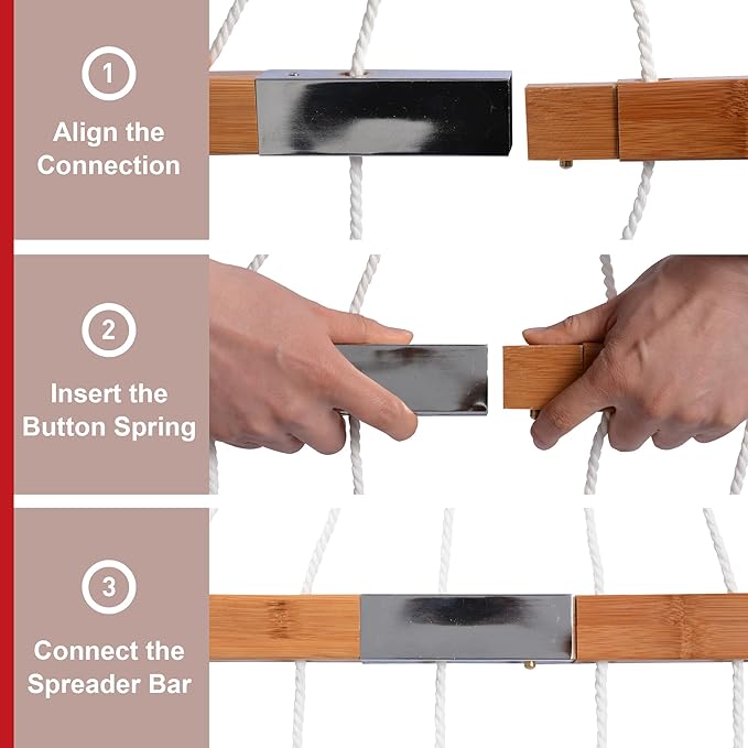 2 Person Hammock with Stand Included, Outdoor Quick Dry Hammock with Curved Spreader Bars, Pillow and Carrying Bag, 450 Lbs Capacity, Light Brown Stripe