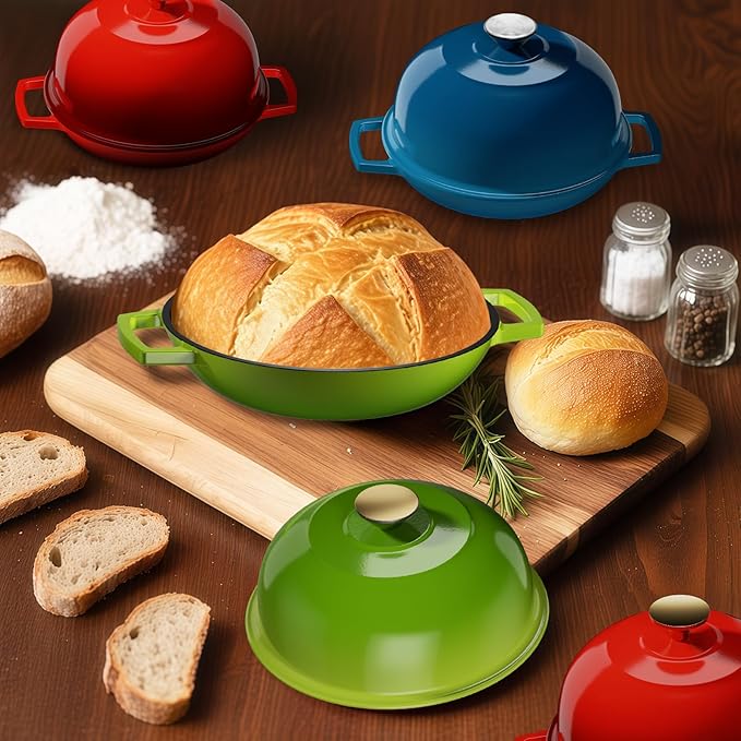 YUTANN Enameled Cast Iron Dutch Oven, 5 QT Nonstick Dutch Oven, Titanium Nonstick Coating, Ideal for Bread Baking/Braising/Roasting, Oven, Gas Stove and Stovetop Safe, Safe Material & Easy to Clean