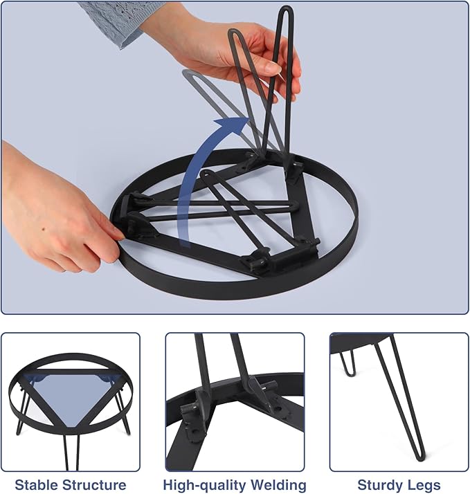 Lineslife Folding Campfire Tripod for Cooking, Portable Camping Tripod Stand for Solo Stove Bonfire Fire Pit, Dutch Oven, Open Fire, Iron Black