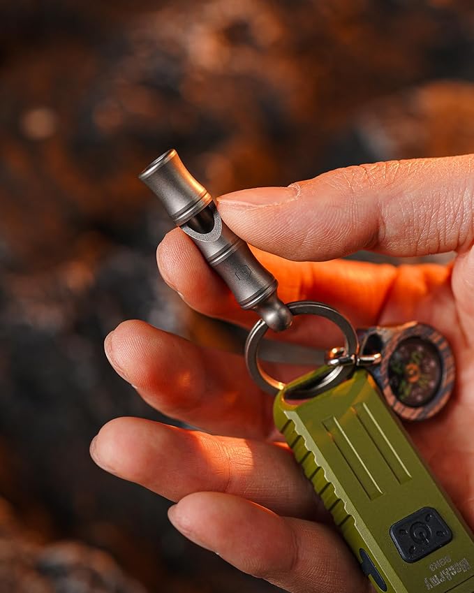 KeyUnity Titanium EDC Whistle Outdoor Emergency Whistle for Keychain, Comes with Necklace to Hang on Neck