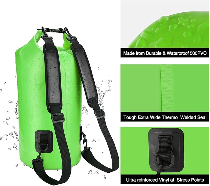 Piscifun Dry Bag, Waterproof Floating Backpack 5L/10L/20L/30L/40L with Waterproof Phone Case for Boating, Kayaking, Fishing