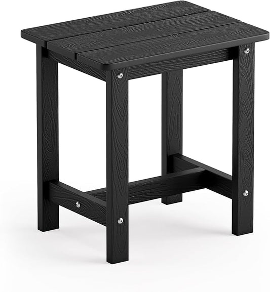 LUE BONA Outdoor Side Table, HDPS Small Outdoor Adirondack Side Tables, Outside End Table for Patio, Porch, Deck, Pool, Weather Resistant/Easy Maintenance, Black