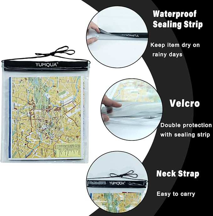 Waterproof Bags Large Size 3 Pack, Clear Watertight Pouch Holder for Document Map Camera Mobile Phone Car Key, fits Kayaking Boating Hiking Water Sports