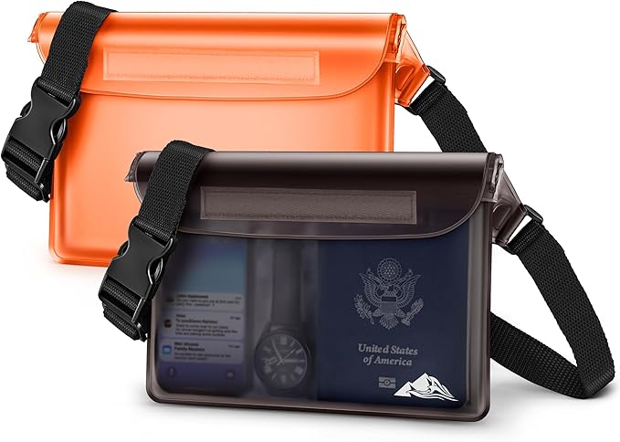 HEETA Waterproof Fanny Pack, Waterproof Pouch Dry Bag 2/3/4 Pack for Phone Passport Purse, Adjustable Waist Strap for Swimming Kayaking Boating Paddle Board Accessories Cruise Beach Camping Essentials