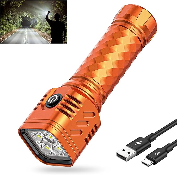 Rechargeable Flashlights High Lumens 2000L, 4X Super Bright Handheld LED Flashlight, Powerful Flash Light, Long-Lasting, Waterproof Tactical Flashlight for Home Camping Hiking