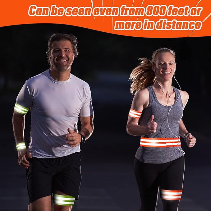 Yilloog 100 Pcs Reflective Arm Bands for Night Walking Reflector Bands Wrist Arm Ankle Leg High Visibility Reflective Gear Safety Reflector Tape Straps for Cycling and Running