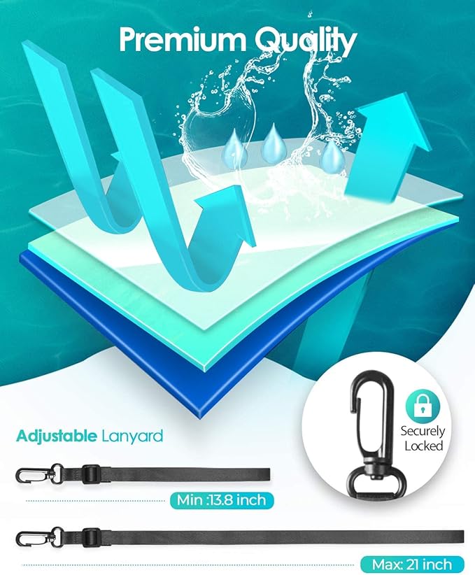 Hiearcool Waterproof Phone Pouch, Waterproof Beach Bag Compatible for iPhone 16 15 14 13 Pro Max Up to 8.3", IPX8 Cellphone Kayak Accessories, Travel Essentials for Beach -Clear-2Pack