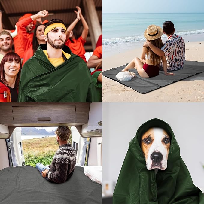 Fleece Waterproof Outdoor Blanket, Windproof Stadium Blanket for Camping, Picnics, and Sports Stay Dry and Comfortable 80"x58"