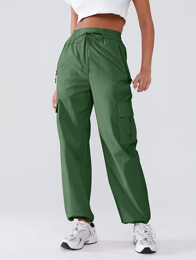 Hiking Pants Women Lightweight Cargo Pants Quick Dry Water Resistant Outdoor Travel Pants with Zipper Pockets