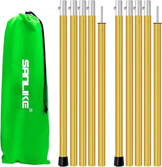 SAN LIKE Aluminum Tent Poles for Tarp & Awnings - 75in Adjustable, Collapsible Poles - 2 Sets (5 Sections)