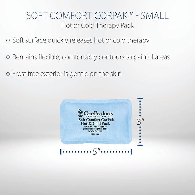 Core Products Soft Comfort CorPak, No Frost Hot and Cold Therapy Pack - 3" x 5", Made in The USA