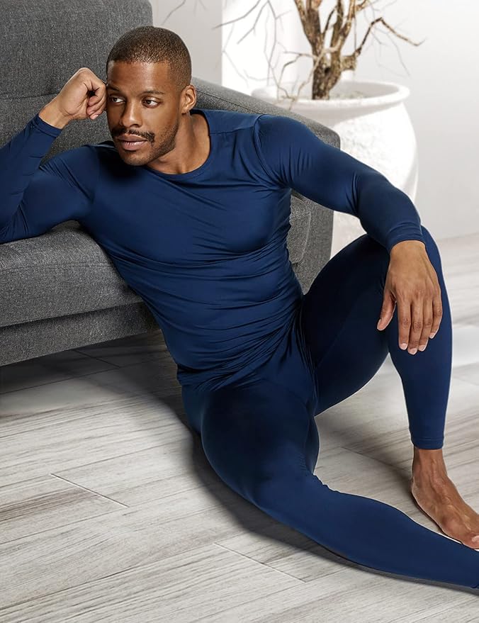 TSLA Men's Thermal Underwear Set, Microfiber Soft Fleece Lined Long Johns, Winter Warm Base Layer Top & Bottom