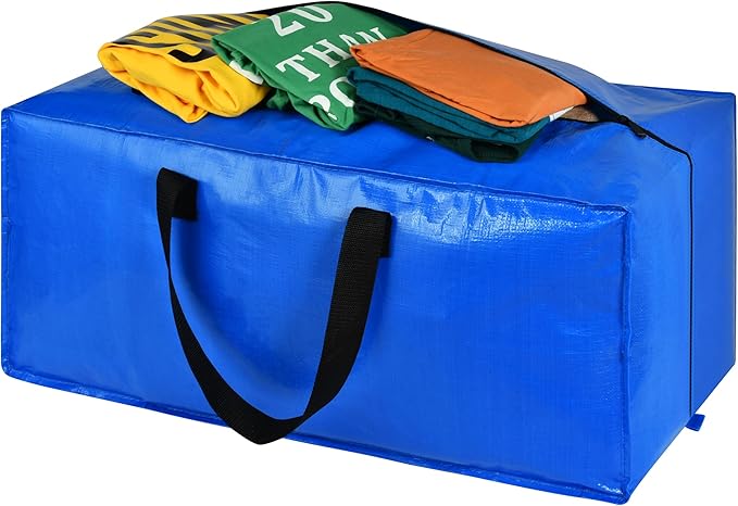 5 Pack Heavy Duty Extra Large Moving Bags Storage Tote - Strong Handles& Backpack Straps - Space Saving Storage Bags Alternative to Moving Boxes and Bins,Compatible with Ikea Frakta Cart, Blue