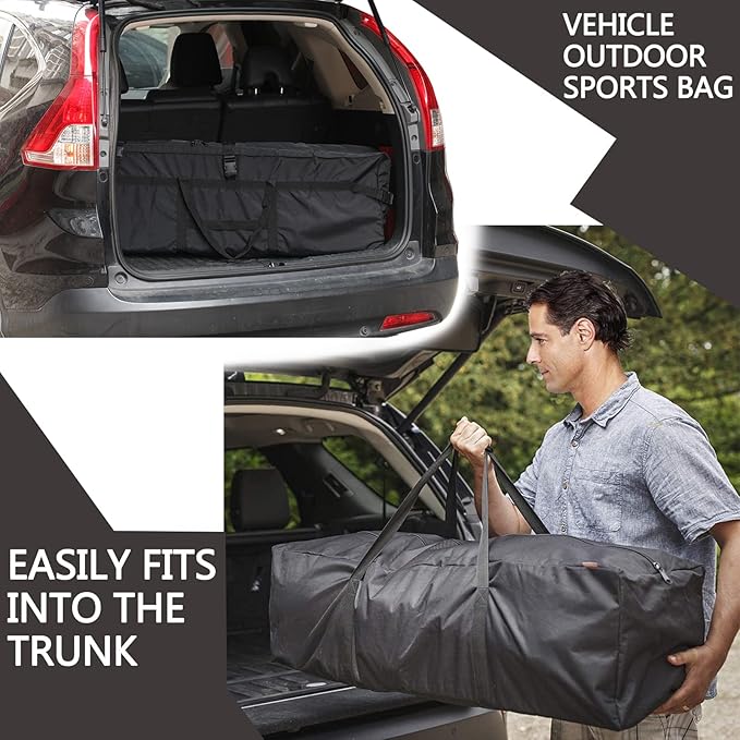 43" Sports Duffle Bag, RicoRich 150L Extra Large Travel Duffel Luggage Bag with Upgrade Zipper, Durable & Water Resistant for Camping Tent Fishing Beach tote (Black)